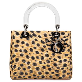 Dior-Dior Brown Medium Canvas Leopard Print Lady Dior-Brown,Light brown
