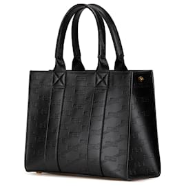 Balenciaga-Balenciaga Black BB Monogram Leather Hard 2.0 Satchel-Black