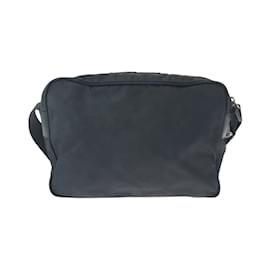Prada-Prada Tessuto Triangle Logo Plate Shoulder Bag-Black