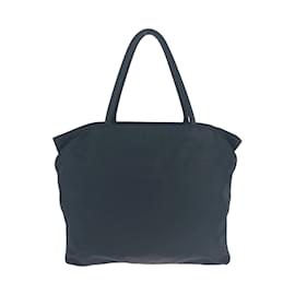 Prada-Prada Tessuto Triangle Logo Plate Tote Bag-Black