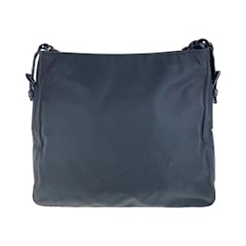 Prada-Prada Tessuto Triangle Logo Plate Shoulder Bag-Black
