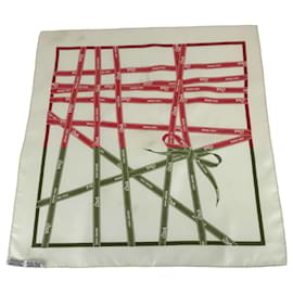 Hermès-Écharpe en soie blanche et rouge Hermes Carre 45 Bolduc-Blanc,Rouge