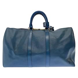 Louis Vuitton-Louis Vuitton Epi Keepall 45 Boston Bag-Blue
