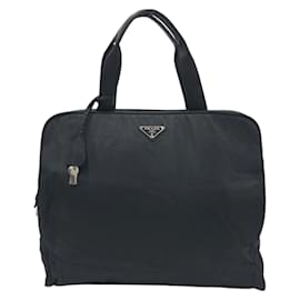 Prada-Prada Tessuto Triangle Logo Black Nylon Handbag-Black