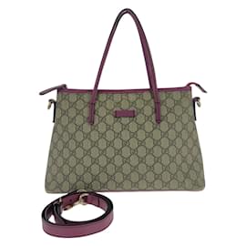 Gucci-Gucci Beige and Purple GG Supreme Shoulder Bag-Beige,Purple