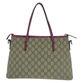 Gucci-Gucci Beige and Purple GG Supreme Shoulder Bag-Beige,Purple