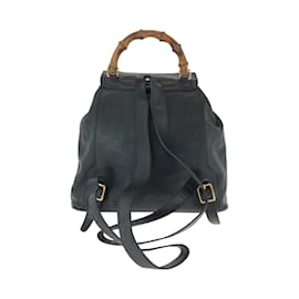 Gucci-Gucci Bamboo Leather Backpack-Brown,Black