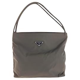 Prada-Prada Tessuto Triangle Logo Plate Shoulder Bag-Brown