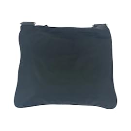 Prada-Prada Tessuto Triangle Logo Plate Shoulder Bag-Black
