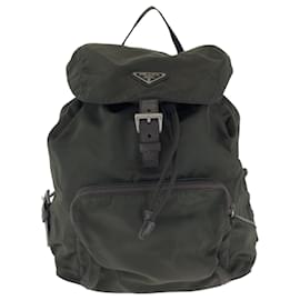 Prada-Prada Tessuto Triangle Logo Plate Rucksack-Brown,Khaki