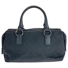 Gucci-Gucci Black GG Canvas Leather Tote Bag-Black