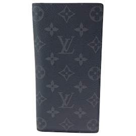 Louis Vuitton-Louis Vuitton Monogram Eclipse Portefeuille Brazza Noir-Black