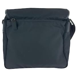 Prada-Prada Tessuto Triangle Logo Plate Shoulder Bag-Black