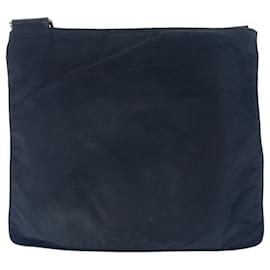 Prada-Prada Tessuto Triangle Logo Plate Shoulder Bag-Black