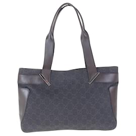 Gucci-Gucci Brown GG Canvas Leather Tote Bag-Brown