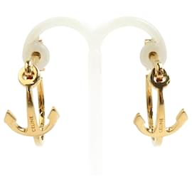 Céline-Celine Gold Metal Clip Earrings-Golden