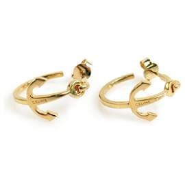 Céline-Celine Gold Metal Clip Earrings-Golden
