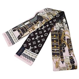 Louis Vuitton-Louis Vuitton Monogram Silk Scarf-Black,Pink,Monogram