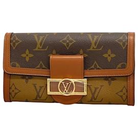 Louis Vuitton-Louis Vuitton Long Wallet Monogram Reverse Portefeuille Sarah Dauphine-Brown