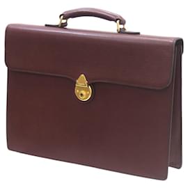 Burberry-Burberry Wine Leather Briefcase-Dark red