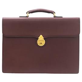 Burberry-Burberry Wine Leather Briefcase-Dark red