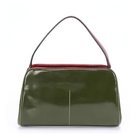 Prada-Prada Patent Leather Handbag-Dark red