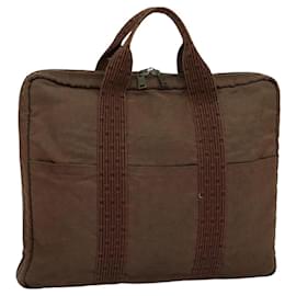 Hermès-HERMES Sac à main Her Line en toile marron Auth bs23027-Marron