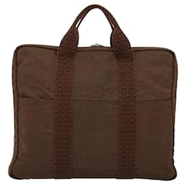 Hermès-HERMES Sac à main Her Line en toile marron Auth bs23027-Marron