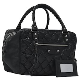 Balenciaga-BALENCIAGA The Matelasse Hand Bag Leather Black 168031 Auth ep7429-Black