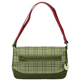 Autre Marque-Burberrys Nova Check Shoulder Bag Canvas Leather Beige Red Auth KD063-Red,Beige