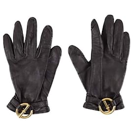 Hermès-Leather gloves-Black