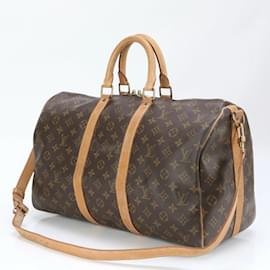 Louis Vuitton-Louis Vuitton Monogram Keepall Bandouliere 45 Boston Bag-Brown