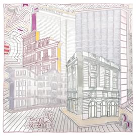 Hermès-Écharpe Hermes Carre 70 FAUBOURG CITY-Marron