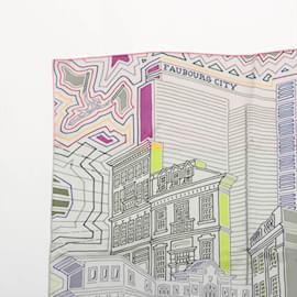 Hermès-Écharpe Hermes Carre 70 FAUBOURG CITY-Marron