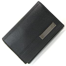 Gucci-Estojo de cartão de visita em couro preto Gucci-Preto