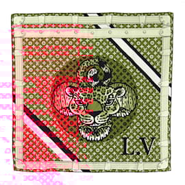 Louis Vuitton-Louis Vuitton Monogram Silk Scarf-Red,Beige