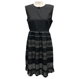 Vestido de algodón sin mangas con detalles de ojales negros de Marc Jacobs Negro