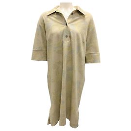 Kurzes Polo-Kleid mit grünem metallic Glitzerblattmuster von Dries van Noten Grün
