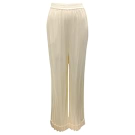 Autre Marque-Michael Kors Collection Ecru Crushed Satin Pajama Pants-Cream