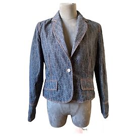 Dior Denim Jacket Monogram Logo Blue Blue