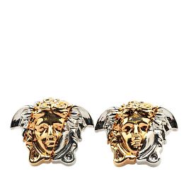 Versace Medusa Stud Earrings Silvery Golden