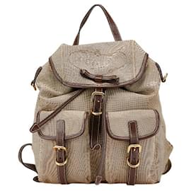Prada Jacquard Backpack Brown Beige