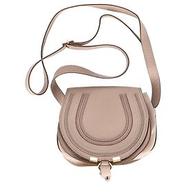 Borsa a Spalla Chloé Small Marcie in Pelle di Vitello Nuda Marrone Carne