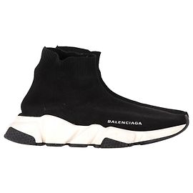 Balenciaga Speed Trainer Shoes in Black Polyester Black