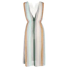 Sandro Striped Midi Length Dress in Multicolor Polyester Multiple colors