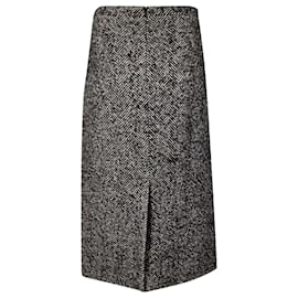 Autre Marque-Nº 21 Herringbone Skirt in Black Virgin Wool-Black