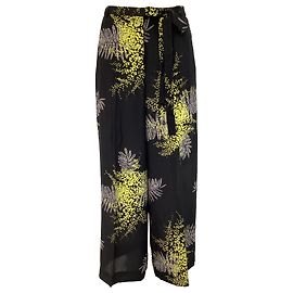 Valentino Garavani Pantaloni a gamba larga in crepe stampato Valentino in seta nera Altro