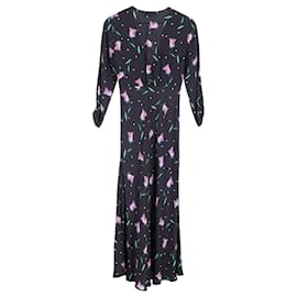 Autre Marque-Rixo Tulip Printed Crepe Midi Dress In Black Viscose -Other