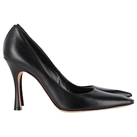 Dior- Christian Dior Square-Toe Pumps in Black Leather-Black