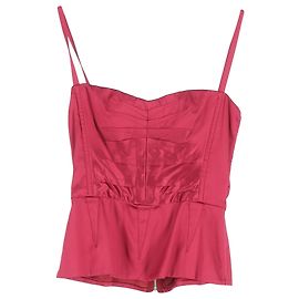 Dolce & Gabbana Back-Zipped Bustier Top in Pink Silk Pink